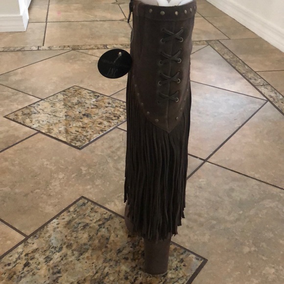 NIB grayish brown fringe knee boots - Picture 2 of 4